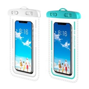 Pacote com 2 bolsas de telefone à prova d'água – capa de celular à prova d'água de 7,5 polegadas para viagem na praia, bolsa seca IPX8 com cordão para iPhone 16 15 Pro Max, Cruise Ship Essentials