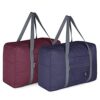 Pacote com 2 bolsas de viagem dobráveis para companhias aéreas, bolsa de transporte para fim de semana, bolsa de hospital, bolsa esportiva de academia, preta e vermelha