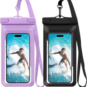 Pacote com 2 capas de telefone à prova d'água, com pacote de cartão interno, bolsa para celular IPX8 debaixo d'água compatível com iPhone 16 15 14 13 12 Pro Max Plus celular de até 8,3 polegadas