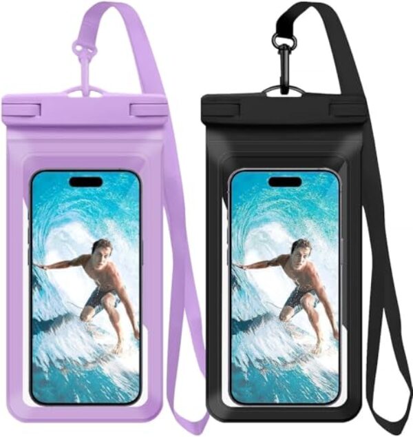 Pacote com 2 capas de telefone à prova d'água, com pacote de cartão interno, bolsa para celular IPX8 debaixo d'água compatível com iPhone 16 15 14 13 12 Pro Max Plus celular de até 8,3 polegadas