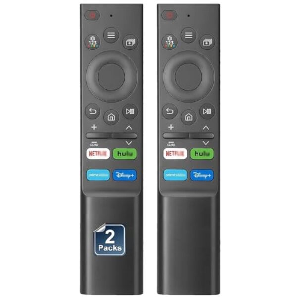 [Pacote com 2] Controle remoto de substituição para Samsung TV Remote, BN59-01385A para 2018-2025 Todas as séries Samsung Smart TV: Neo, OLED, QLED, Crystal UHD, Moldura, Serif, Terraço, Sero, Micro