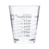 Pacote com 2 copos de dose de medição de vidro pesado, copo de medição líquido de base grossa para café, jigger expresso de 4 medidas sem desbotamento com incrementa
