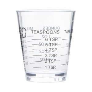 Pacote com 2 copos de dose de medição de vidro pesado, copo de medição líquido de base grossa para café, jigger expresso de 4 medidas sem desbotamento com incrementa