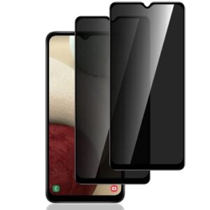 [Pacote com 2] para Samsung Galaxy A12/A32 5G, protetor de tela de privacidade antiespionagem, película protetora completa de vidro temperado, rigidez 9H, antiarranhões, sem bolhas, fácil instalação (preto)