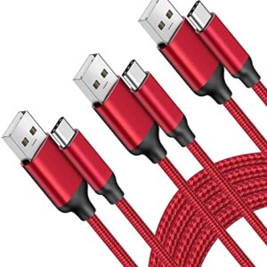 Pacote com 3 cabos USB tipo C 3A, carregamento rápido, cabo USB-A para USB-C longo para Samsung Galaxy Note 10, S20 S10 S9 Plus, A10e A20 A50 A70 A71 A51, Xperia 10, LG Stylo 6 5 4 G8X G8 G7 V60 K51