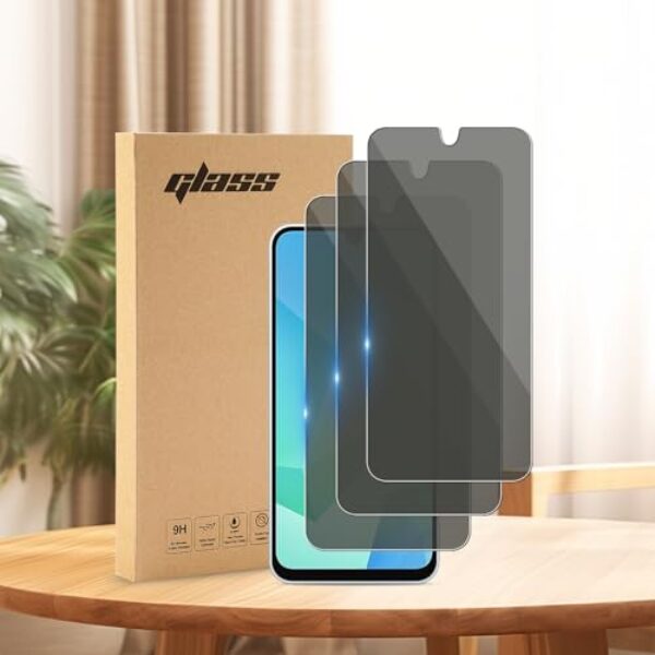 Pacote com 3 projetado para Samsung Galaxy S21 FE 5G, protetor de tela de privacidade, à prova de arranhões, sem bolhas, ultra resistente (0,26 mm HD ultra transparente) vidro de dureza 9H