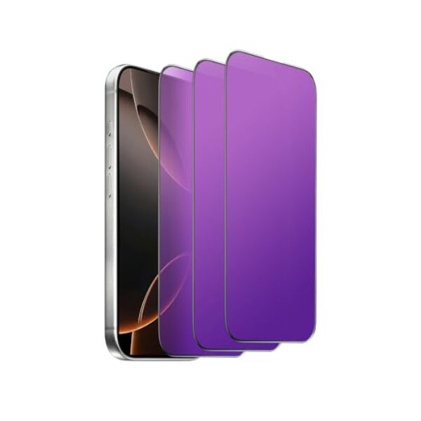 Pacote com 3 protetores de tela de privacidade para iPhone 16 Pro Max, antiespião, vidro temperado privado, 9H, antiarranhões, cor roxa