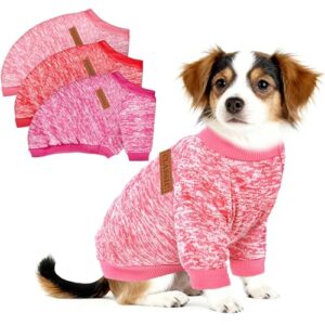 Pacote com 3 suéteres natalinos para cães pequenos – Suéter unissex de lã quente, roupas térmicas fofas e aconchegantes de inverno para filhotes e gatos de raças pequenas