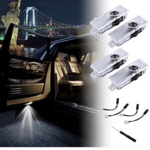 Pacote com 4 luzes de porta de projetor com logotipo de carro, luzes LED que nunca desbotam, luz de boas-vindas HD compatível com acessórios 1/2/3/4/5/6/7/X1/X2/X3/X4/X5/X6/X7/M/Z/GT