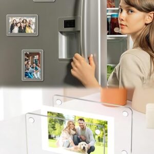 Pacote com 6 - Moldura magnética acrílica para geladeira, moldura transparente para exibição de imagem para Fujifilm Instax Mini, molduras de acrílico para fotos de 6 x 9 cm