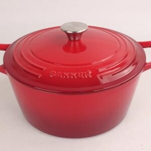 Panela de forno holandês de ferro fundido esmaltado Bakken, forno holandês de 6 litros para assar pão, refogar e assar, cozinhar cozinha e fogueira, tampa de bloqueio de umidade, seguro para forno até