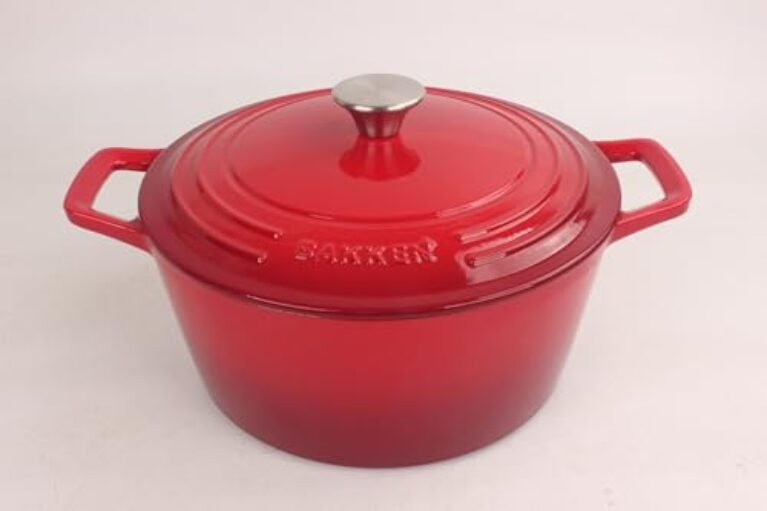 Panela de forno holandês de ferro fundido esmaltado Bakken, forno holandês de 6 litros para assar pão, refogar e assar, cozinhar cozinha e fogueira, tampa de bloqueio de umidade, seguro para forno até