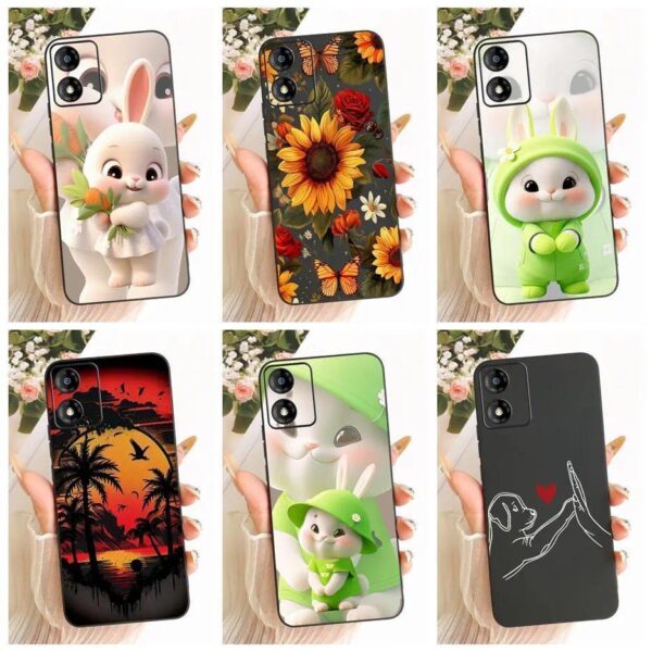 Para Motorola Moto E13 E14 Caso Bonito Coelho Dos Desenhos Animados Capa À Prova De Choque Do Telefone E14 E 13 MotoE13
