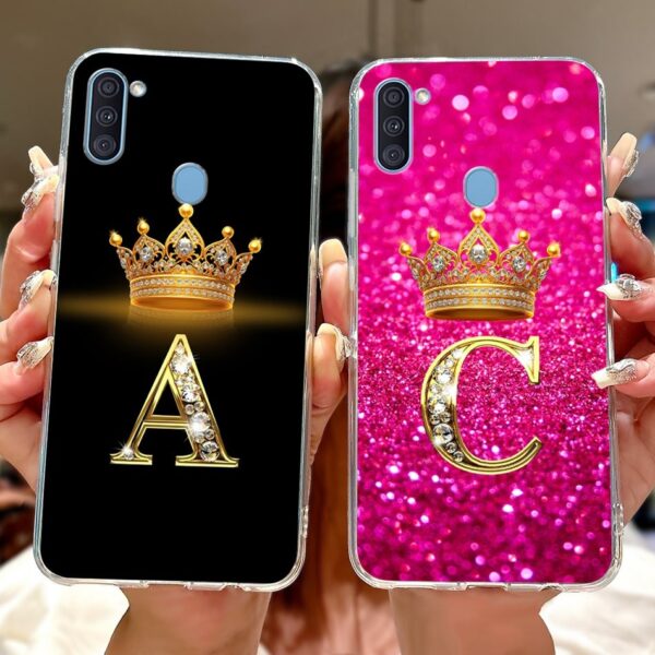 Para Samsung Galaxy A11 M11 Moda Coroa Letra Inicial Casal Caso De Telefone SamsungA11 M11 A115F Silicone Macio TPU Emba