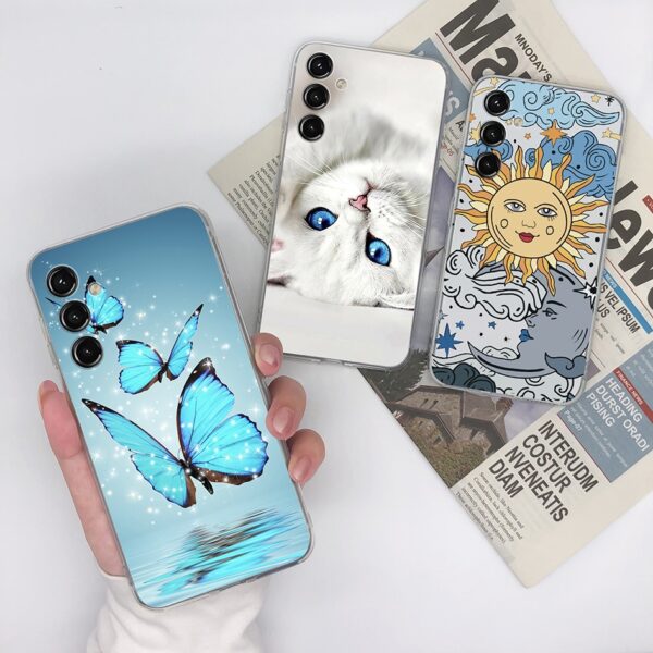 Para Samsung Galaxy a14 a14 A 14 Capa De Silicone Macia De Proteção Contra Choques Butterfly Daisy Transparente SamsungA14 a14 5G Shell Bumper 6,6 Polegadas