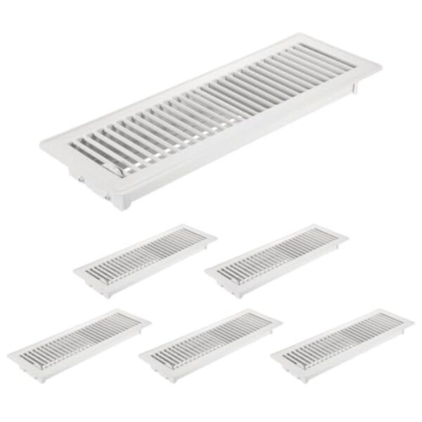 PATIKIL Capas de ventilação de chão de 10 x 35 cm, 6 peças de registros de piso capas de ventilação de ar de metal resistente para ventilação de ar fácil ajustável alavanca de fornecimento de ar para