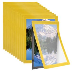 PATIKIL Suporte magnético de 21 x 28 cm, 12 peças, borda magnética autoadesiva, suporte de PVC, porta-documentos para janela de parede, pôster de loja de escritório em casa, amarelo, amarelo