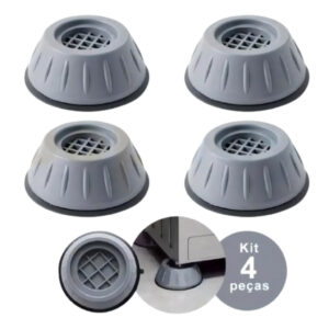Pé Base Antivibração Universal P/ Máquina Lavar Secadora Lava-Louças 4 Unid Antiderrapante Inox