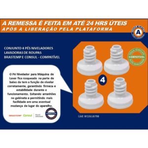 Pé da Máquina de Lavar Roupas Brastemp e Consul Conjunto com 4 unidades - Compatíveis - W10658798