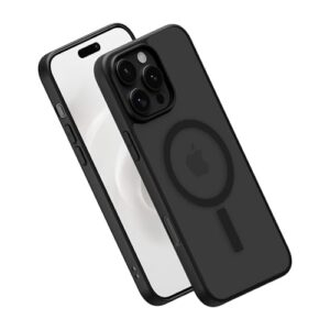 PEEL Capa bumper para iPhone 16 Pro Max (preto) - Proteção contra quedas de nível militar, ímã embutido compatível com MagSafe, design minimalista fino, sem marca - Exibe seu dispositivo