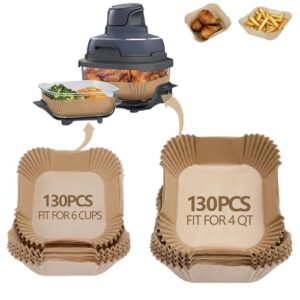 PEJATTN Forros de fritadeira de ar Crispi descartáveis para ninja, 260 peças de acessórios para fritadeira de ar crocante para recipiente de vidro, adequado para forros de fritadeira a ar de 4 litros