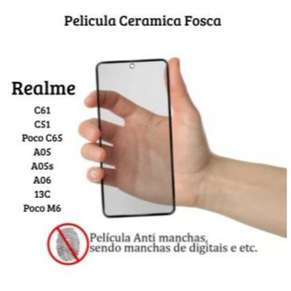 Película Cerâmica 3D Hidrogel Flexível Realme C61/ C51 / Xiaomi Poco C65 /Poco M6 /13C /A06 / A05