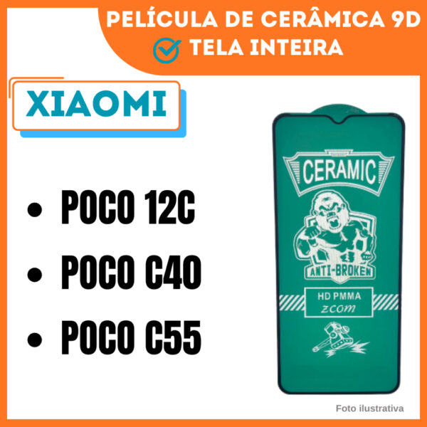 Película Cerâmica Hidrogel Flexível Para Xiaomi Poco 12C / Poco C40 / Poco C55 / Poco C75 / Película 9D.