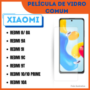 Película de Vidro Xiaomi Redmi 8-8A / Redmi 9A / Redmi 9I / Redmi 9C / Redmi 9T / Redmi 10-10 Prime / Redmi 10A.