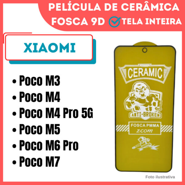 Película Fosca de Cerâmica Flexível Para Xiaomi Poco M3 / Poco M4/ Poco M4 Pro 5G/ Poco M5/ Poco M6 Pro/ M7/ 9D.