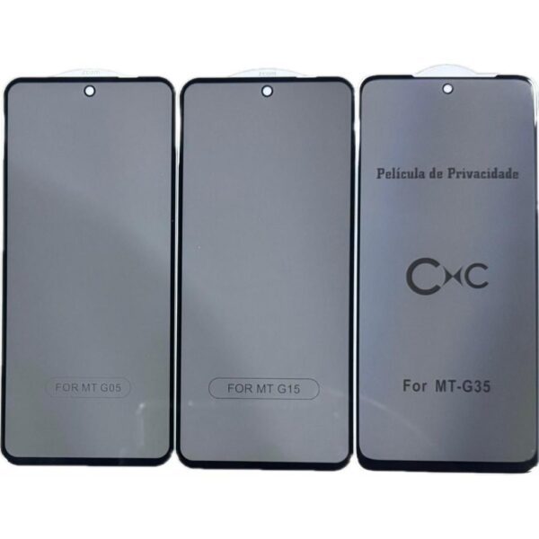 Película Privacidade 3D De Vidro Para Moto G05 G06 G15 E15 G35 G45 G55 G56 G75 G86 Power 01MT - PL01