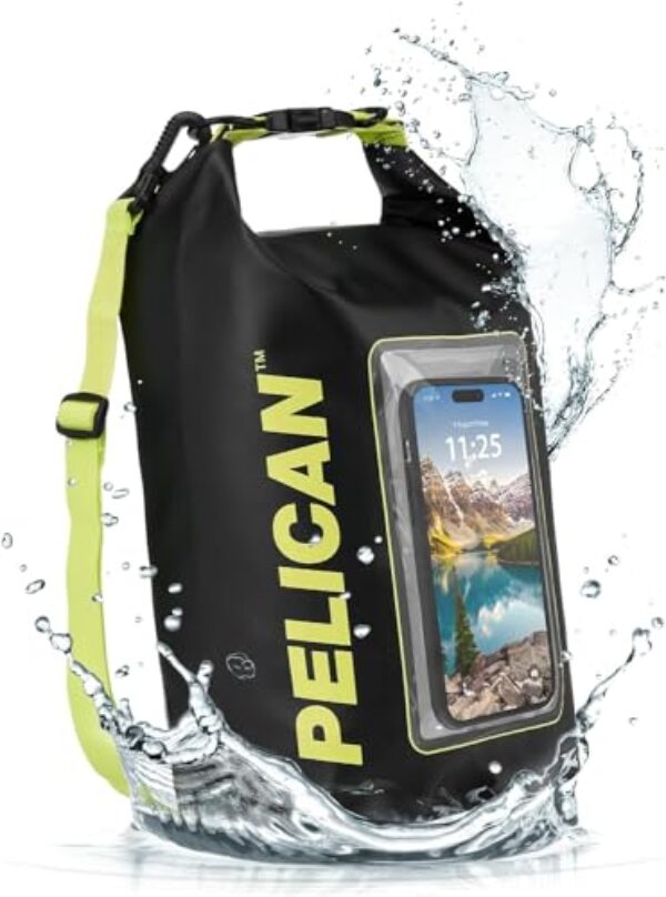 Pelican Marine IP68 Bolsa seca à prova d'água 5L - Mochila impermeável com capa/bolsa para celular - Acessórios de barco e caiaque - Essenciais para acampamento, natação, praia, pesca, rafting, viagem