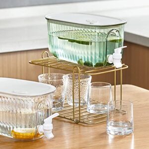 Phefop Distribuidor de Bebidas de água Fria, Recipiente Transparente para Bebidas PET, Pacote Duplo de 2,5 Galões Com Drenagem Suave para Piqueniques e Festas (Branco Transparente)