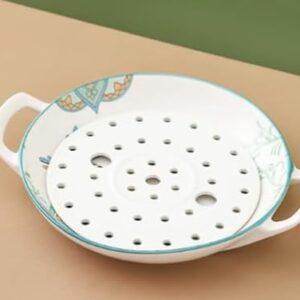 Placa de cerâmica pintada à mão verde de 24,8 cm, dupla camada integrada, adequada para guardar bolinhos, frutas e legumes e sashimi.