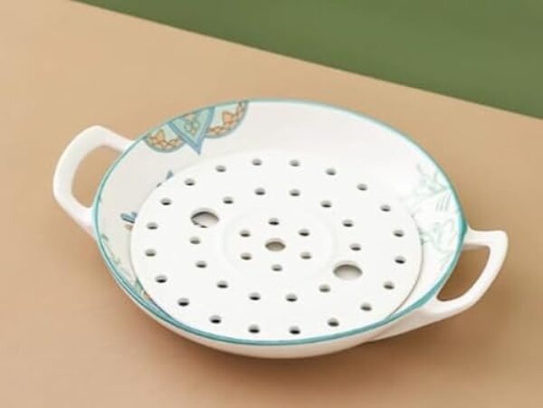 Placa de cerâmica pintada à mão verde de 24,8 cm, dupla camada integrada, adequada para guardar bolinhos, frutas e legumes e sashimi.