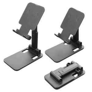 POHFP Suporte para celular de 3 peças, totalmente dobrável e ajustável em ângulo com almofada de silicone para mesa, escritório, suporte de tablet compatível com todos os smartphones e tablets de 10 a