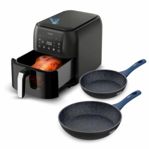 POLISHOP Fritadeira Elétrica Airfryer Max Space 8L e Panelas Ichef Home Sauté Grand e Sauté Petit Azul 20cm (220 Volts)