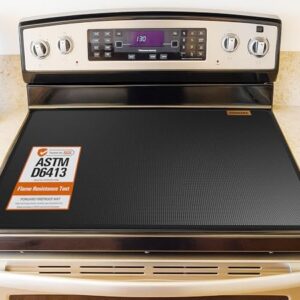 PONGARD Capa de fogão resistente ao calor de 28 x 20 para fogão elétrico, tapete à prova d'água e à prova de fogo para fogão de vidro, protetor/extensor de fogão, antiarranhões, preto