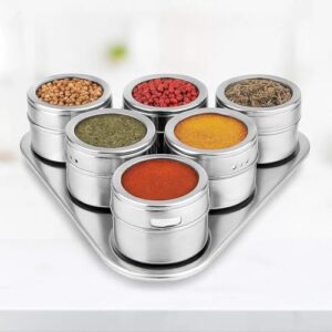 Porta Temperos Inox Magnético Com Ímã Kit Organizador de Condimentos Com Potes Para Cozinha Geladeira