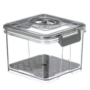 Pote Hermético com Bomba de Vácuo, 2L, Plástico Livre de BPA, Cinza, Sistema de Vedação, 22,5 x 15 x 12 cm, para Armazenamento de Alimentos