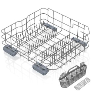Prateleira inferior para lava-louças WD28X26099 atualizada compatível com peças de reposição GE para lava-louças com rodas, WD28X34744 WD28X26099 GE peças de rack inferior para lava-louças e cesta de