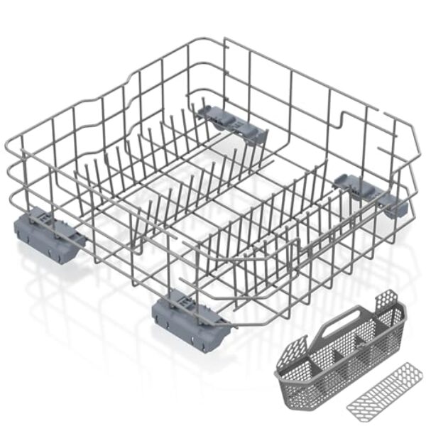 Prateleira inferior para lava-louças WD28X26099 atualizada compatível com peças de reposição GE para lava-louças com rodas, WD28X34744 WD28X26099 GE peças de rack inferior para lava-louças e cesta de