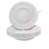 Prato de Sopa Kit 6 Pratos Fundo Vidro Opaline Pétala Branco Circular 23.5cm Temperado- Resistente a Risco