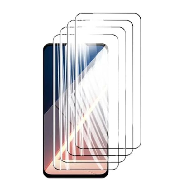 Protetor de tela 4 peças para Xiaomi Poco M7 4G M 7, vidro temperado cristal 9H alumínio de alta qualidade antirriscos capa amigável impressão digital (preto)