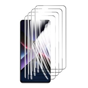 Protetor de tela 4 peças para Xiaomi Poco X7 Pro, vidro temperado HD, cristal, alumínio 9H de alta qualidade, capa antirriscos, compatível com impressão digital (preto)