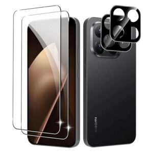 Protetor de tela para Xiaomi 15T, [2 + 2 unidades] protetor de tela de vidro temperado + protetor de lente da câmera, sem bolhas, antiarranhões, compatível com capas