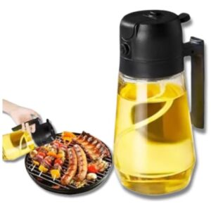 Pulverizador Azeite Óleo Vinagre Vidro 500ml Spray Dosador Preto