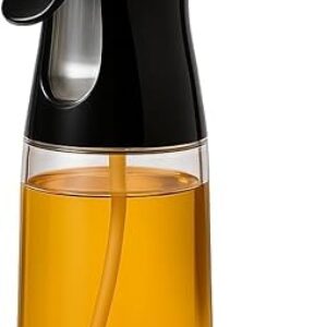 Pulverizador de Azeite Spray 220ml Vidro Borrifador de Óleo Vinagre e Molhos para Cozinha Air Fryer Saladas e Grelhados (Preto)
