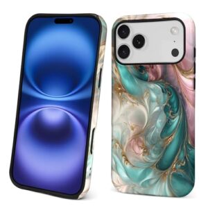 Punmada Capa para iPhone 17 Pro Max, capa rígida híbrida de silicone à prova de choque para iPhone 17 Pro Max com estampa dourada de areia movediça e mármore