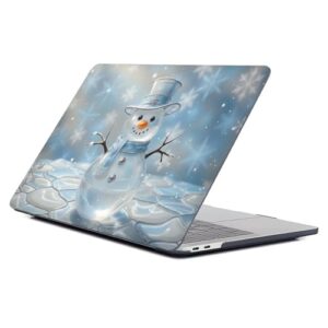 Punmada Capa preta para MacBook Pro de 14 polegadas, versão 2021/2023, modelo A2442/A2779, capa para laptop, capa dura com estampa premium, boneco de neve cristalizado, vidro feliz