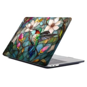 Punmada Capa preta para MacBook Pro de 14 polegadas, versão 2021/2023, modelo A2442/A2779, capa dura para laptop, estampa premium, 3D, beija-flor com aparência de flor